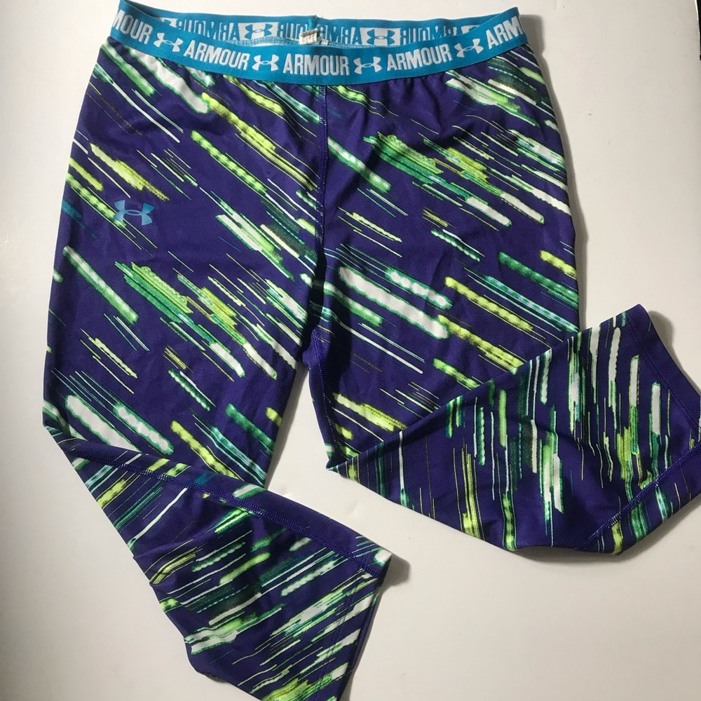 Under Armour Purple Leggings with Green Accent Print
